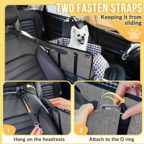 11lbs SlowTon Console Dog Car Seat - Portable Dogs Armrest Booster Seat for Small Dog, Anti-Collapse Pet Car Seat