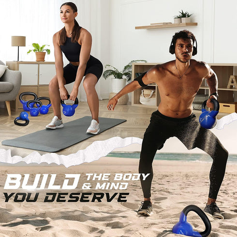 Yes4All Kettlebell Vinyl Coated Cast Iron, Great for Dumbbell Weights Exercises, Full Body Workout Equipment