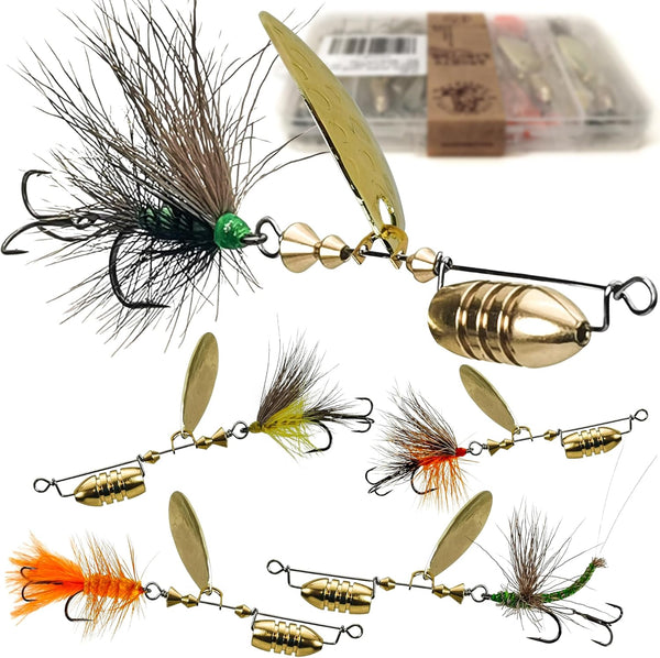 Trout Lures: Rooster Bait Tail Trout Spinners Fishing Lures for Bass, Salmon, Pike, Fishing Spinner Kit