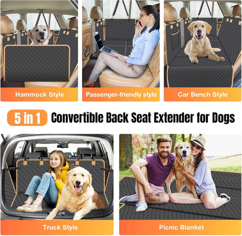 420lbs Hammock Hard Bottom Dog Car Seat Cover for Back Seat, Holds - Waterproof Sturdy Nonslip for Cars/Trucks/SUVs