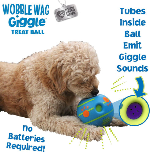 Wobble Wag Giggle Treat Ball, Interactive Dog Toy & Treat Dispenser, Fun Giggle Sounds for Dogs