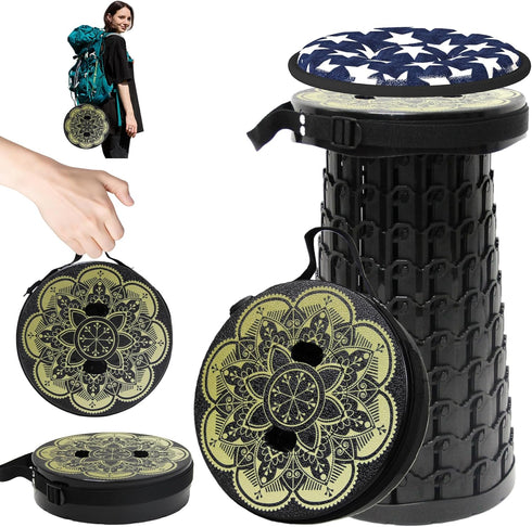 LOCYOP Portable Stool with Swivel Cushion Bag&Carabiner,H 18.1" Collapsible More Sturdy and Lightweight