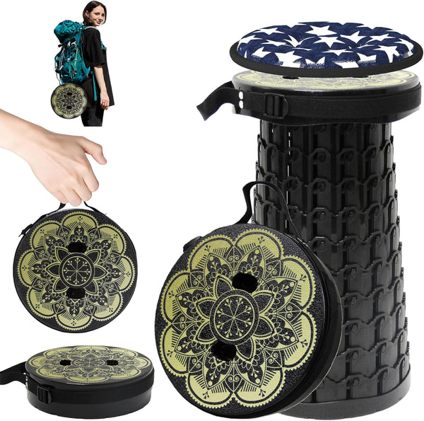 LOCYOP Portable Stool with Swivel Cushion Bag&Carabiner,H 18.1" Collapsible More Sturdy and Lightweight