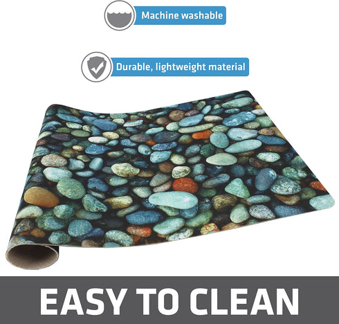 Drymate Pet Bowl Placemat - Dog & Cat Food Feeding Mat, Waterproof, Slip-Resistant, Machine Washable (12” x 20”, River