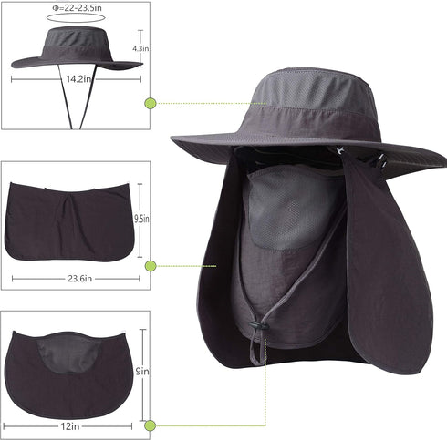 KOOLSOLY Fishing Hat - Sun Cap with UPF 50+ Sun Protection and Neck Flap for Men and Women