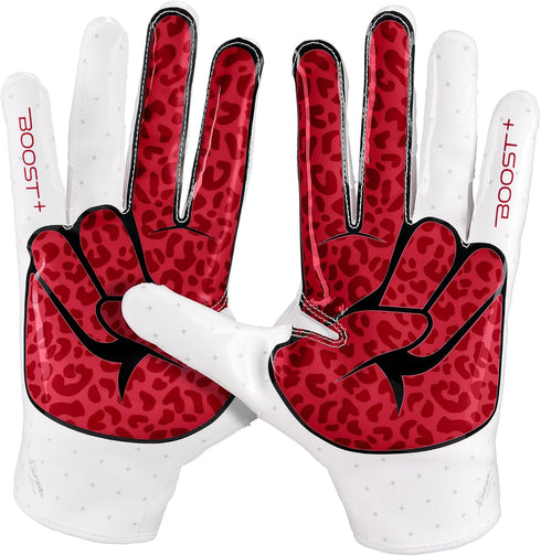 6.0 Grip Boost Football Gloves - Peace Stealth Boost Plus Sticky Technology - Adult and Youth Football Gloves for Wide
