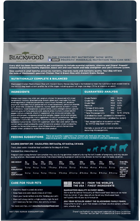 Blackwood Complete & Balanced Diet Dry Dog Food, Chicken Meal & Brown Rice with Ancient Grains, 4.5 Pound Bag