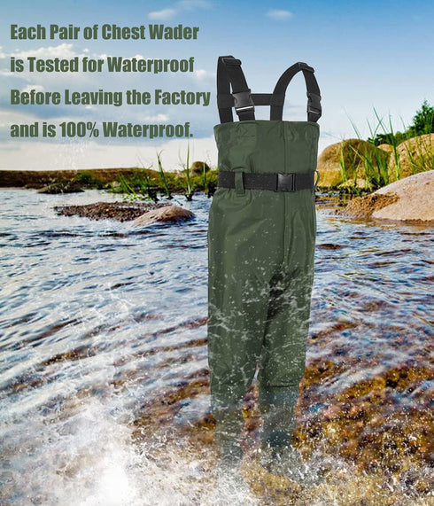 LANGXUN Kids Chest Waders for Fishing, Waterproof Hunting Waders for Boys and Girls, Age 2/3 Toddler