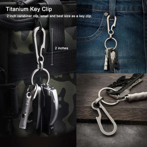 Titanium Carabiner Clip, Small Heavy Duty Keychain Hook for Backpack, Quick Release Key Chain