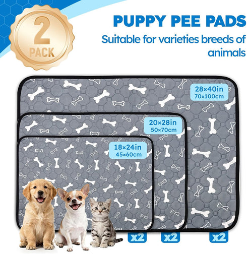 SEHFKKD 2 Pack 18"x24" Washable Pee Pads for Dogs, Absorbent Reusable Puppy Training Pads, Leakproof, Non-Slip