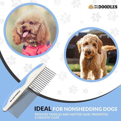 Metal Dog Comb - Grooming Matting Comb, Doodle Brush, Dematting Tools for Dogs, 2 Pack