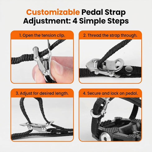 9/16'' 500lb Bike Pedals with Toe Cages for Regular or Clipless Shoes, Spindle, Compatible with Mountain Road Bikes