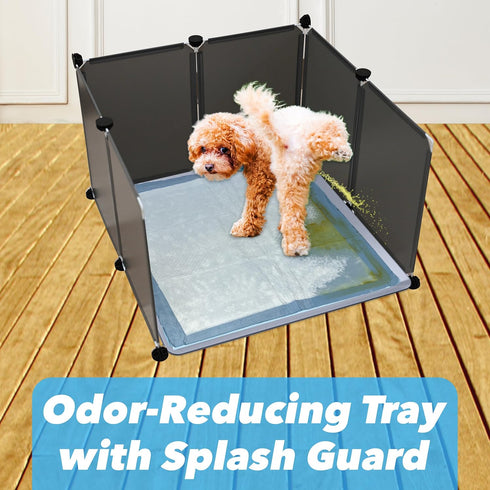 Skywin Dog Pad Holder Tray for 24” x 24” Pads with Litter Box Enclosure - Easy Clean Indoor Dog Potty Tray