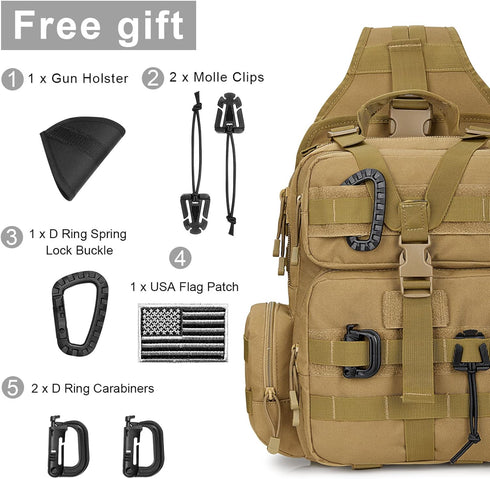 G4Free Tactical EDC Sling Bag Backpack with Pistol Holster for Concealed Carry