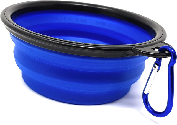 XL (7") Collapsible Pet Bowl, Blue | BPA Free Food Grade Silicon | Expandable Travel Bowls for Dogs and Cats