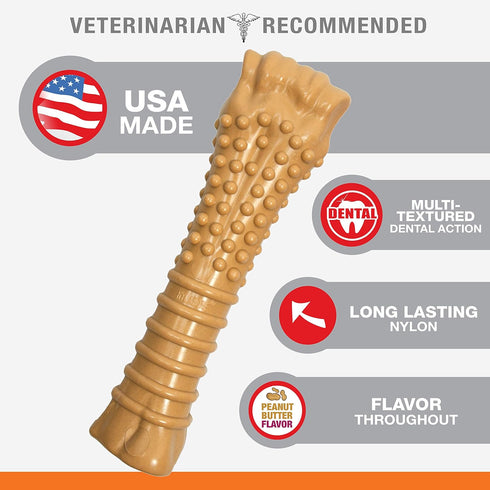 Nylabone Textured Knuckle Bone Power Chew Toy, Peanut Butter Flavor, X-Large - Durable Dog Toys for Aggressive Chewers