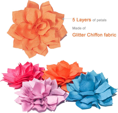 Dog Collar Flowers Attachment Set, Cat Bow Tie Flora Accessories for Grooming (OD 8cm, 4pcs)