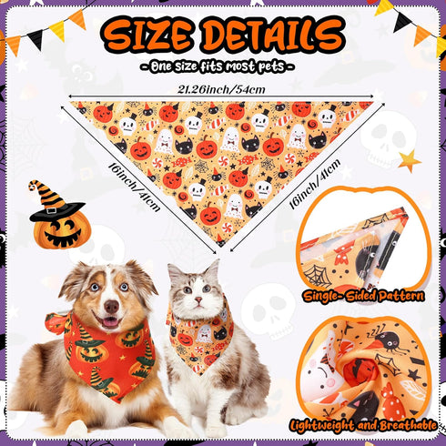 100 Paterr Pieces Dog Bandanas Bulk Halloween Pet Handkerchief Soft Dog Triangle Bibs Cute Kerchief Adjustable Washable
