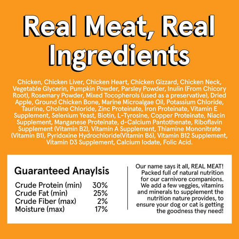 Real Meat Air Dried Dog Food, 2lb Bag with Real USA Chicken, Grain-Free, High Protein