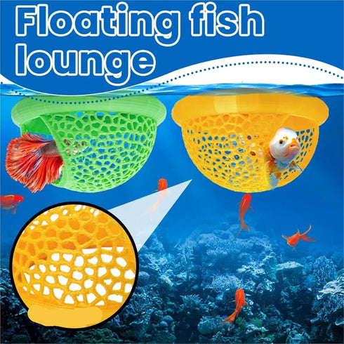 Bingche 6pcs 3-in-1 Hammock Pets(Color1) Floating Cave Fish Shrimp Hideout Shelter Feeding Ring Resting Spot for Betta