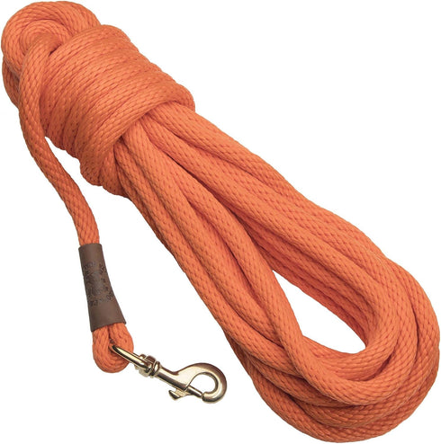 Mendota Pet Check Cord Leash - Dog Training Lead - Made in The USA - Orange, 1/2 in x 30 ft Pro Trainer