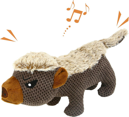 IOKHEIRA Indestructible Dog Plush Toys for Aggressive Chewers, Durable Squeaky Chew Toys for Medium Large Breed (Honey