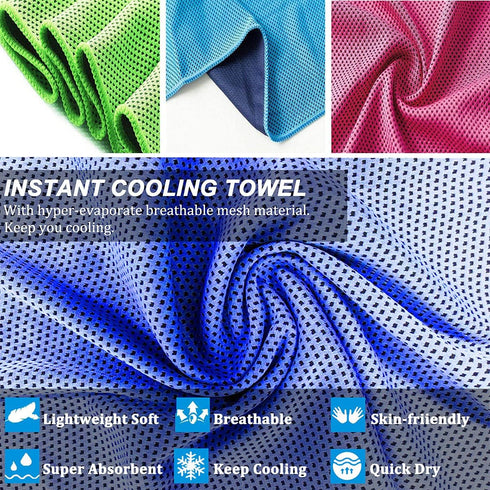 YQXCC 4 Pack Cooling Towel (40"x12") Microfiber Ice Towel for Neck, Soft Breathable Chilly Towel for Yoga, Gym