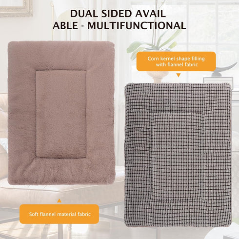 Reversible Dog Bed Mat with Plush and Corn Velvet, Soft Warm Pet Cushion, Washable Sleeping Mattress Bed (48"*30",