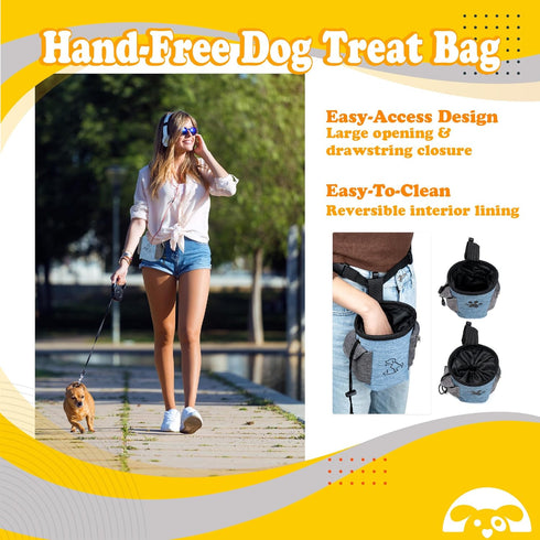 PetnBeyond Dog Treat Pouch Lightweight and Portable Pet Safe Treat Bag, Training Hands-Free Snack Bag with Built-in Poop Bag Dispenser, Capacity for 2 Cups - Great for Walking (Red, Paw)