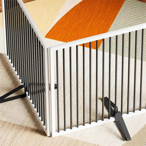 Freestanding Pet Gate with Metal Triangle Support Feet, Set of 2 for Extra Wide Foldable Dog Gates (Black)