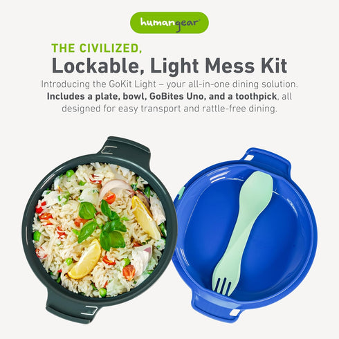 humangear GoKit Light - Travel Mess Kit with 5-Tool Portable Bowl, Plate, Spork for Camping