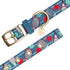 Blueberry Pet Sports Fan Tennis Canvas Adjustable Dog Collar, Teal Blue, Neck 13-16.5", for Medium Breed