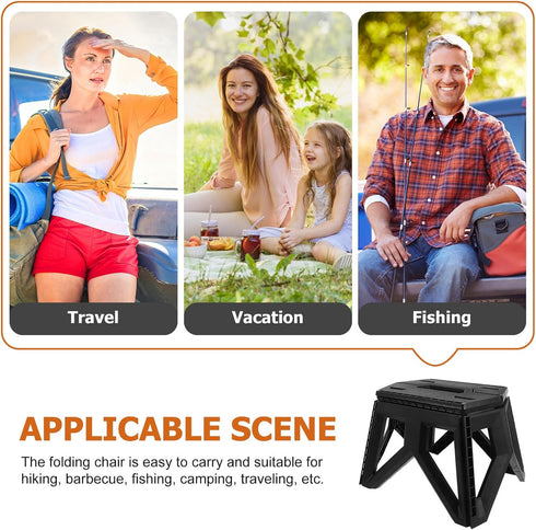 Packable Alipis Portable Folding Stool Outdoor Camping Chair Small Plastic Foldable Step Stool with Handle Lightweight