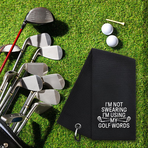 Hafhue I'm Not Swearing I'm Using My Golf Words Golf Towel, Golf Accessories for Men Women, Retirement Gift