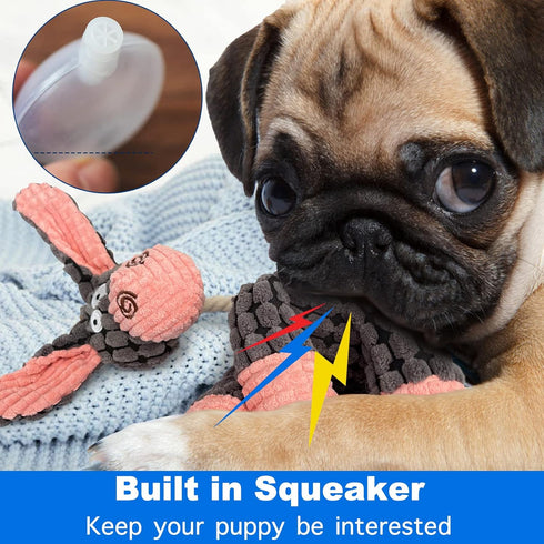 Squeaky Dog Toys for Puppy, 3 Pack Stuffed Animal Plush Dog Toys with Squeakers, Cute Dog Toys for Teething, Dog Chew Toys for Small Medium Large Dogs