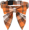 ADOGGYGO Fall Dog Collar with Bow, Adjustable Cotton Orange Bowtie for Small Dogs, Halloween Thanksgiving (Small, Fall)