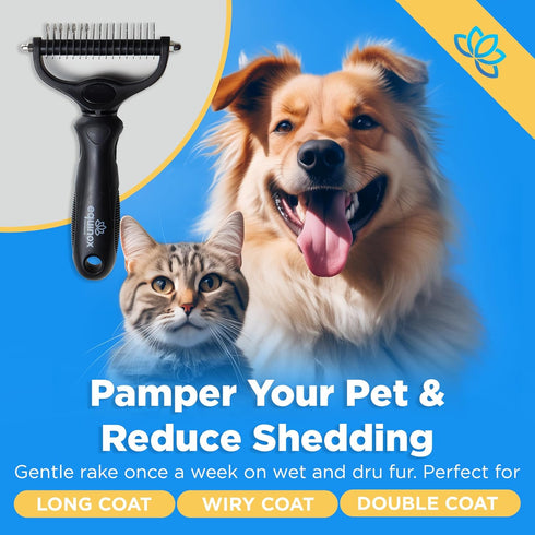 7 1 Set Equinox Dog Grooming Scissors & Deshedder - in Pet Grooming Scissors with undercoat brush - Curved Dog Scissors