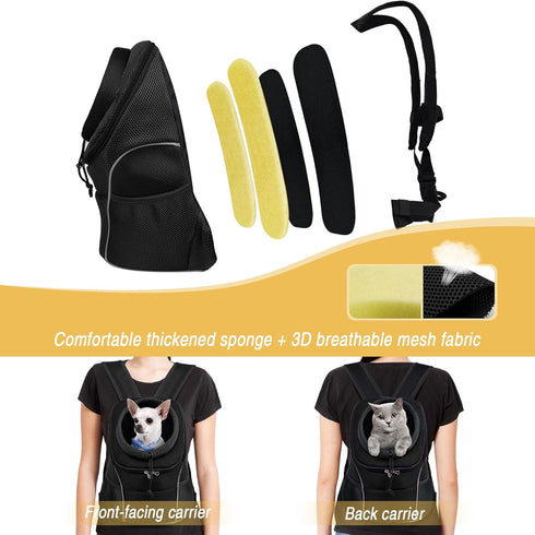 WOYYHO Pet Dog Carrier Backpack, Small Dog Front Backpack with Storage Pockets, Adjustable Straps for Travel
