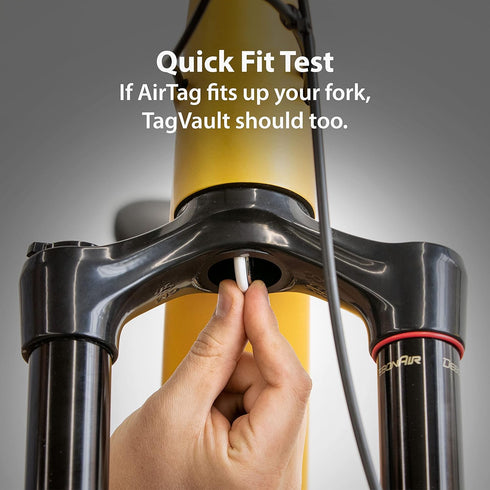 TagVault Mountain Bike AirTag Fork Mount, Anti-Theft and Ultra-Secure for Tapered Head Tubes