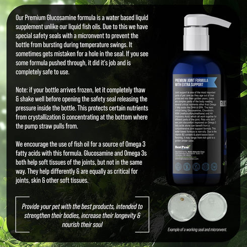 16 oz Best Paw Nutrition Liquid Glucosamine for Cats - Glucosamine Chondroitin MSM & Hyaluronic Acid Joint Supplement