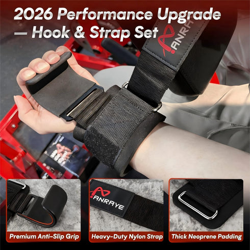 Set Weight Lifting Hooks & Wrist Straps Lifting Hooks with Anti-Slip Grip, Adjustable Wrist Wraps for Weightlifting