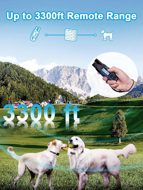 Bousnic Dog Shock Collar for 2 Dogs (5-120Lbs), 3300 ft Waterproof Training Collar with Rechargeable Remote, Beep,