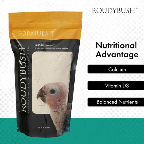 3 (5lb) Roudybush Formula Baby Bird Food - Hand feeding Baby Bird Formula for Newborn Psittacines & Squabs