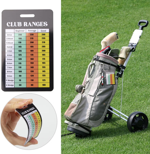 KVMORZE 1 Pack Golf Club Range Chart Card, Golf Club Distance and Rules Card Golf Yardage Card, Golf Gifts Golf