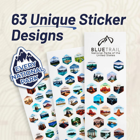 BlueTrail National Parks Water Bottle with Stickers