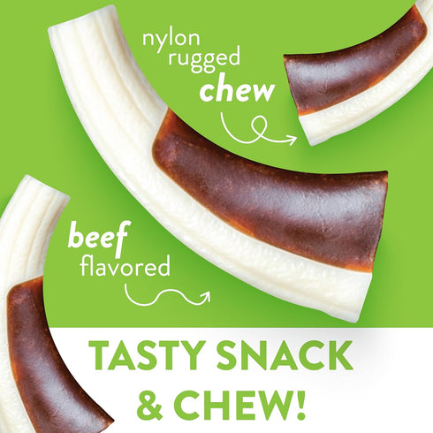 Spunky Pup Antler Snack & Chew - Durable Nylon Dog Chew Toy with Embedded Beef-Flavored Treat, Large