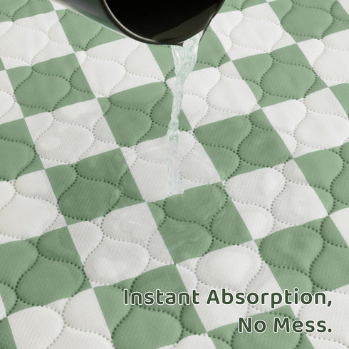 2 Pack Sage Green Checkered Washable Pee Pads for Dogs, Checkered Reusable Dog Pee Pads, for Puppy Playpen, Crate