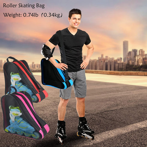 Roller Skate Bag with Adjustable Shoulder Strap, Large Capacity for Quad, Inline, Ice & Roller Skates
