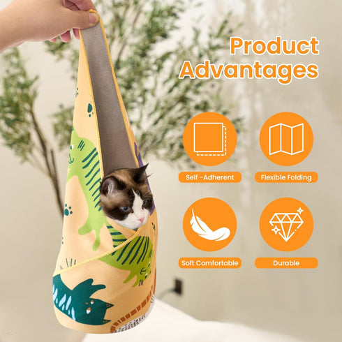 27.6'' Cat Grooming Wrap for Cutting Nails Self-Adhesive Soft Polyester Fabric Swaddle Wrap for Cats Anti-Scratch