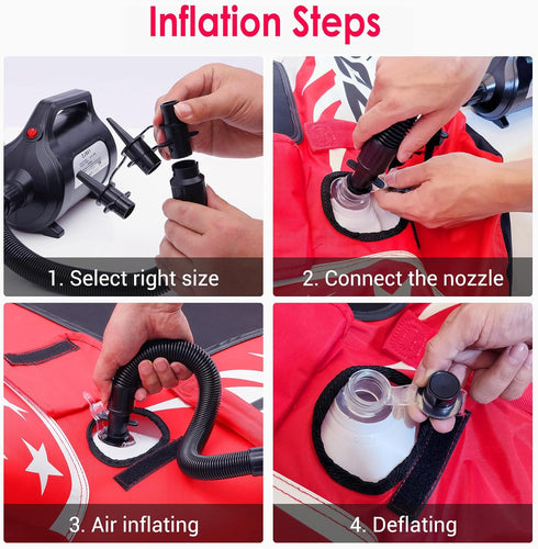 120V 5 ZOOMBROS Electric Air Pump for Inflatable Towable Tube/Boat/Air Mattress/Swim Ring/Pool Toy/Snorkel/Water Sports